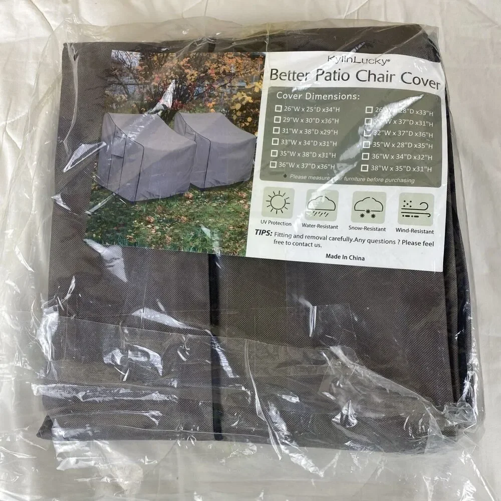 KylinLucky Patio Chair Cover Waterproof Fits up to 32W X 37D x 36H 1pc Gray
